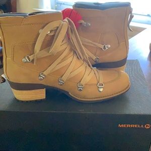 Merrill 7 Shiloh II Camel boots shoes